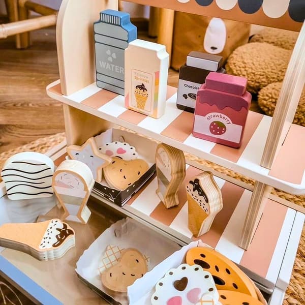 Foldbar Træbutik - Café med Tilbehør