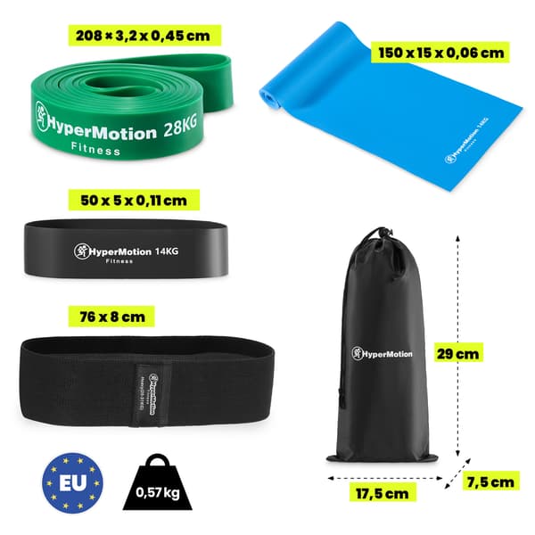 HyperMotion MENACTIVE vastuskuminauhasetti 14/14/18/28 kg, 4 kpl