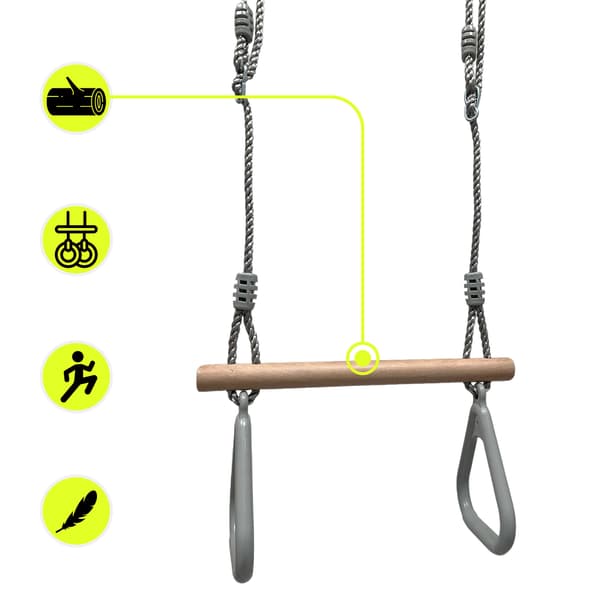 Gymnastiktrapez för barn HyperMotion med ringar justerbar