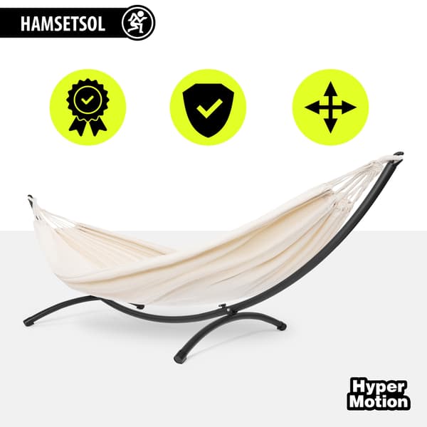 Hængekøje med buet stålstativ beige | HyperMotion