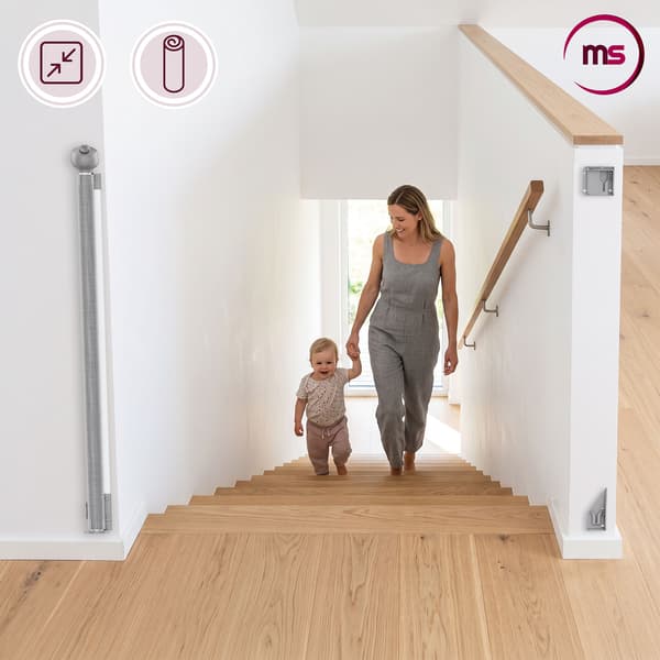 Moby-System STAIRSAFE rullattava turvaportti 140 cm, harmaa