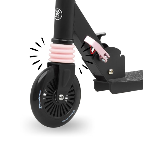 Tohjulet scooter med støddæmper WALLY 4-9 år fra HyperMotion sort-rosa