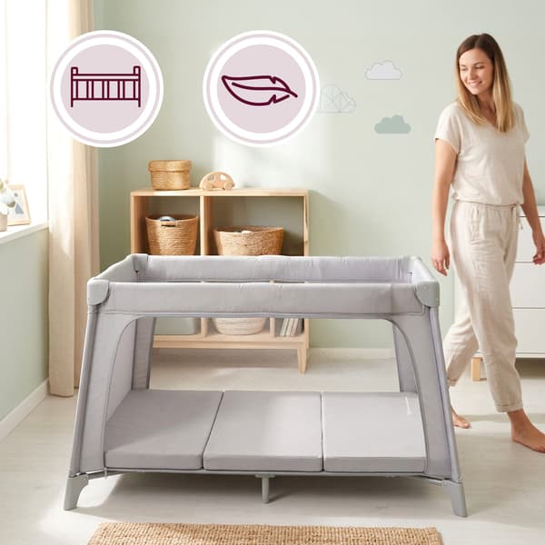Moby-System taitettava matkasängyn patja 120 × 60 cm, harmaa