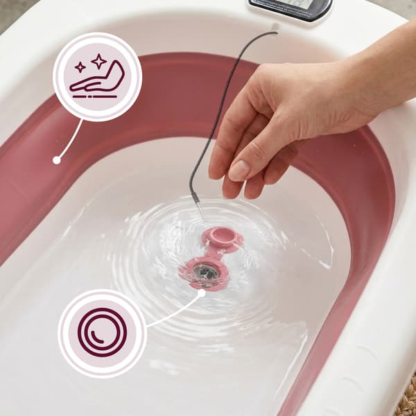 Moby-System hopfällbar babybadbalja 7-i-1 med termometer, rosa