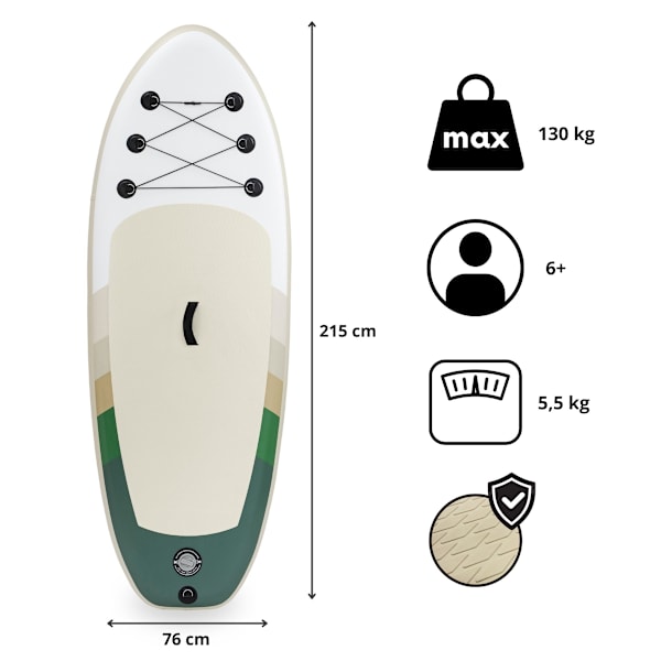 Uppblåsbar SUP-bräda för barn Stand Up Paddle 215cm med paddel - HyperMotion WAVE BOOST 215