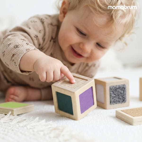 Sensoriske træklodser Montessori med teksturer og matchende brikker