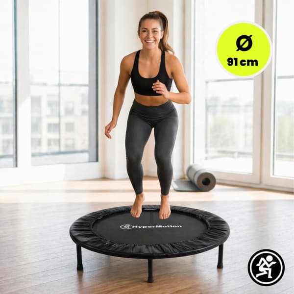 Fitness trampolin 91 cm HyperMotion sort til hjemmetræning