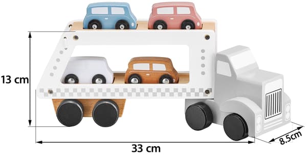 Lastbil med 4 bilar i trä