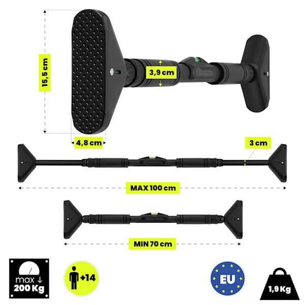 Justerbar pull-up stang 70–100 cm HyperMotion sort 200 kg