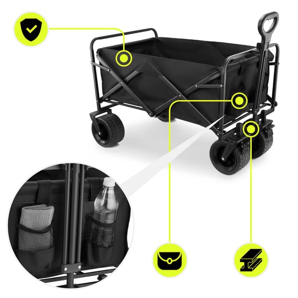 HyperMotion foldbar strandklapvogn - sort, 120 kg
