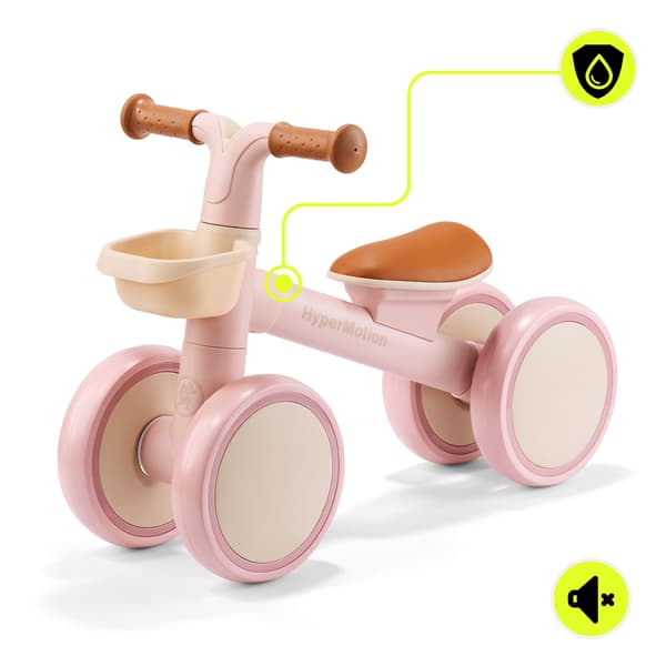Fyrhjulig balanscykel för barn med korg TOBI MINI rosa