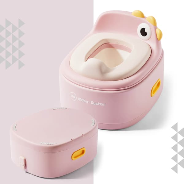 Moby-System 3-i-1 potta med toalettsits och pall – rosa