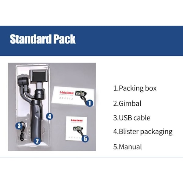 Smartphone-stabilisator - Kamerastabilisator, 360° rotation - Bärbar kardan med APP-kontroll