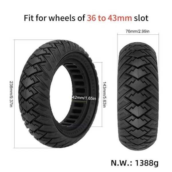 Solid tubeless däck 10*3/255*80(80/65-6) skoter terrängdäck-svart och röd Svart och röd