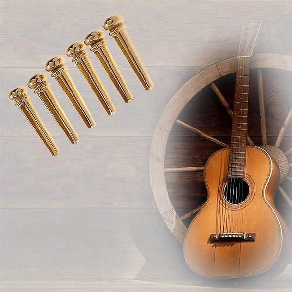 24 st mässingsgitarrstallstift med 4 dragare för akustisk gitarr, förbättrad ljudvibration, guld- och silverfinish