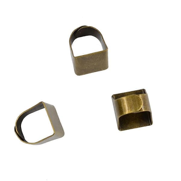 Justerbara ringämnen i mässing med rektangulära limdynor, 20x19 mm, 20-pack, för DIY smyckestillverkning