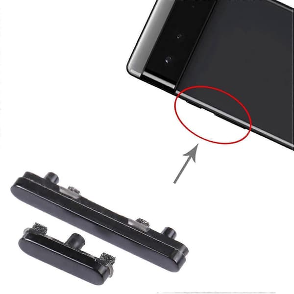 Strömknapp och volymkontrollknapp, kompatibel med Google Pixel 6 (svart)