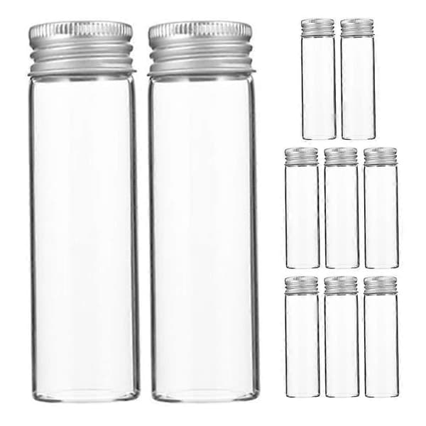 Små Glasburkar Aluminium Skruvlock för Förvaring 10st Transparenta Flaskor