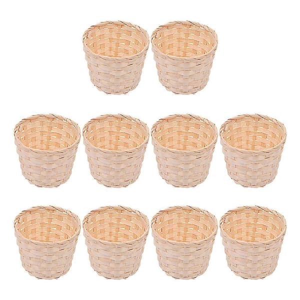 Bambu Korg Vävd Blomkorg för Förvaring 10 st Organizer Set