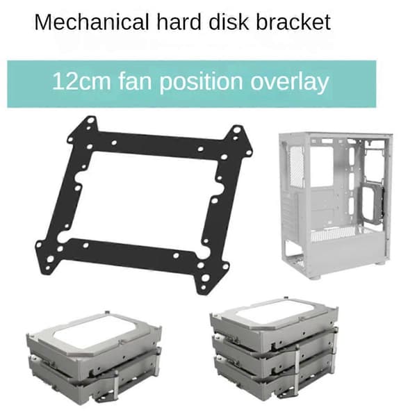 Hårddiskfäste för 12 cm fläktplats, metall, kompatibel med 2,5/3,5 SSD/HDD - 2-pack
