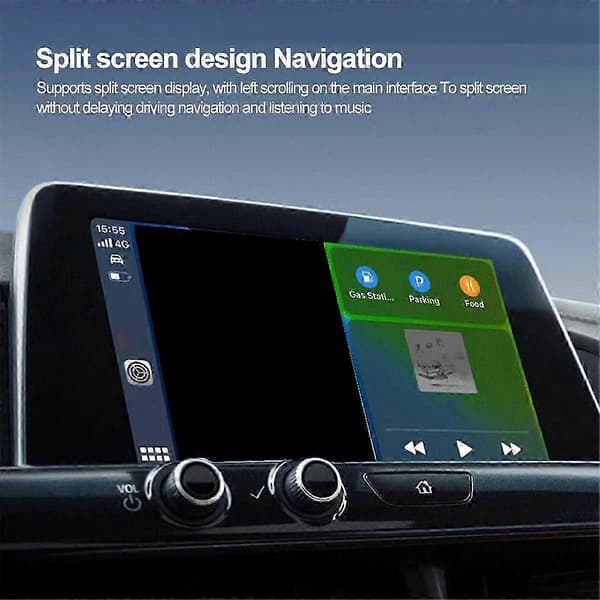 Trådlös CarPlay Android Auto-adapter, 2-i-1 Plug-and-Play trådlös adapter för bilar med trådbunden CarPlay, stöder röststyrning och rattkontroller