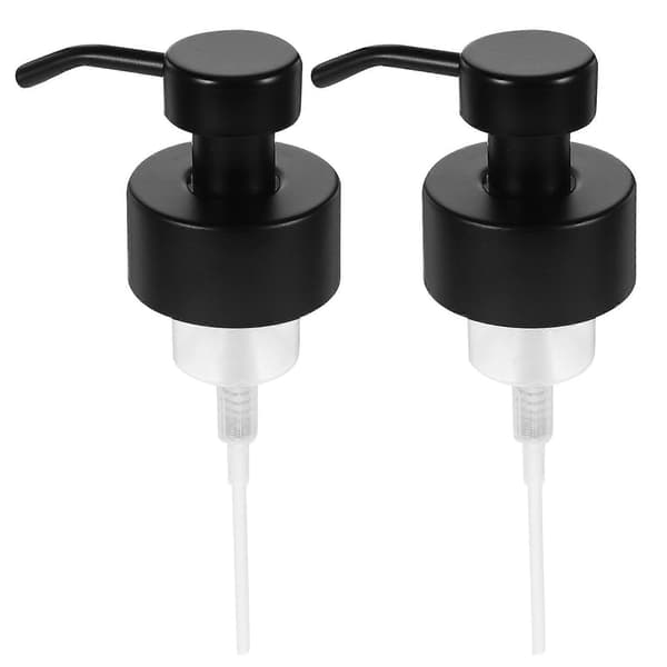 Svart tvålpump i 304 rostfritt stål, 2-pack, för schampo- och lotionflaskor, enkel installation, minskar avfall