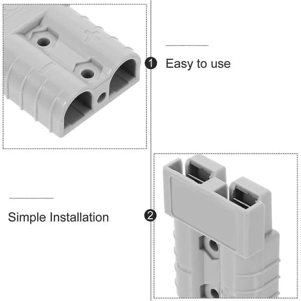Kabelhärva Plugg Snabbkoppling för Batterifrånkoppling, Silverpläterad Koppar PC, 50A 600V, 4-pack Grå