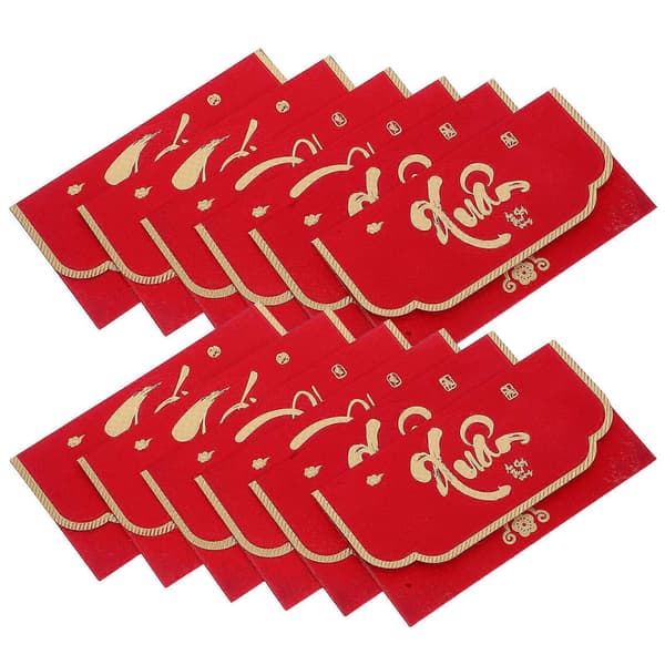 Traditionella vietnamesiska röda kuvert för förvaring av pengar, 12-pack