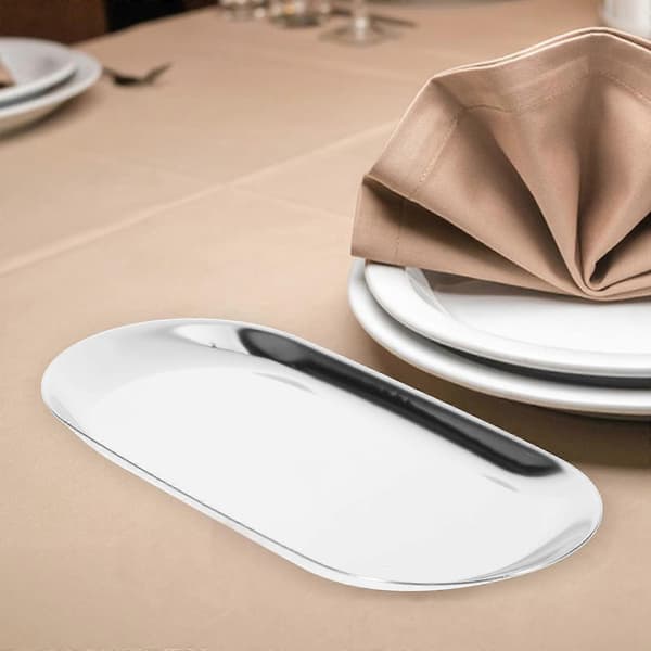 Dricksbricka Metall Serveringsfat för Restaurang Silver Rostfritt Stål Bricka