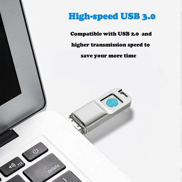 2-pack Fingeravtryck USB 3.0 Flash Drive 64GB, Exakt Identifiering, Sekretesshantering, Metallkropp, Data Backup