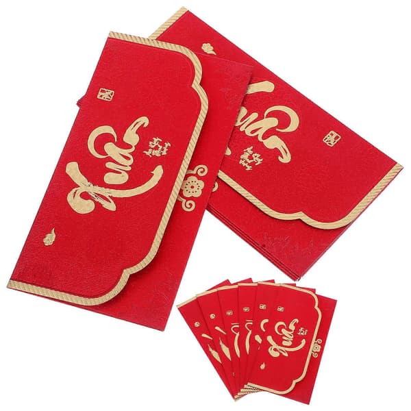 Traditionella vietnamesiska röda kuvert för förvaring av pengar, 12-pack
