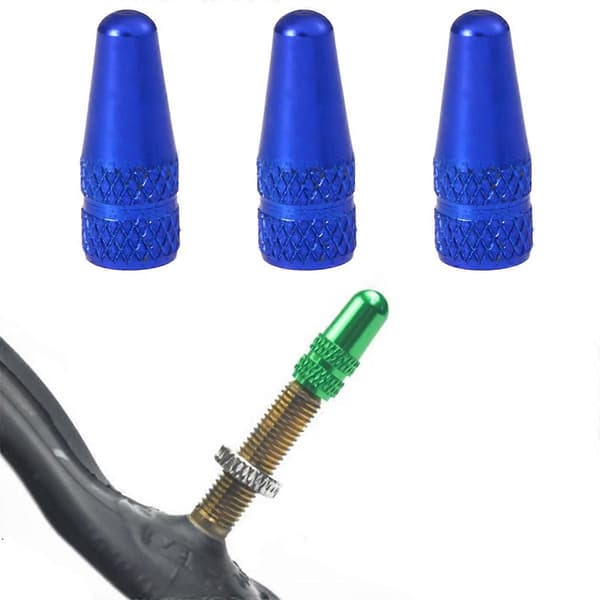 Blå cykelventilhattar i aluminiumlegering, 24-pack