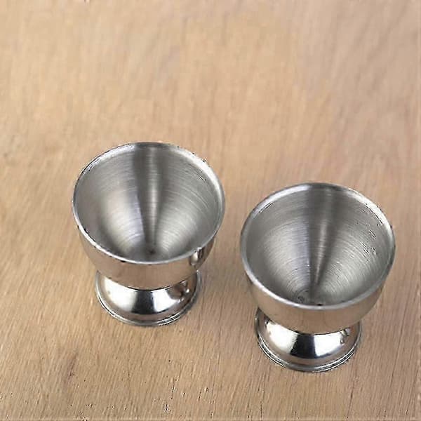 Äggkoppar för löskokta och hårdkokta ägg, diskmaskinssäkert köksredskap, silver, 2-pack