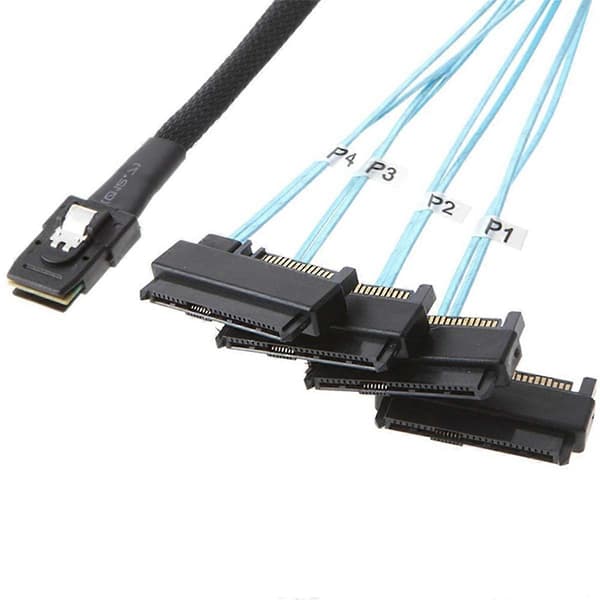 Mini SAS SFF-8087 till 4 SFF-8482 Server Hårddisk Datakabel, 0,5m, 12Gbps Intern Kabel
