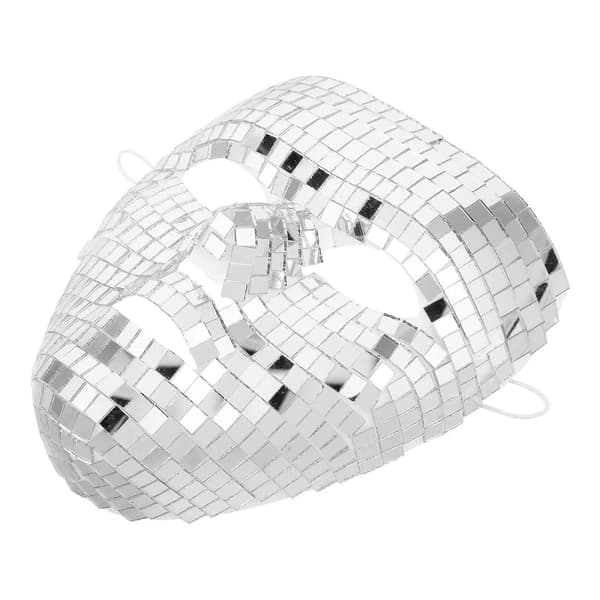 Disco Mask Glittrande Maskeradmask för Fest Silver Heltäckande Ansikte