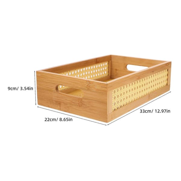 Bambuvävd korg för kosmetikaförvaring med stor organizer