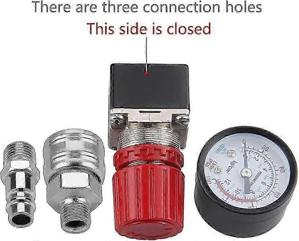 Lufttrycksregulator med 3-vägsventil och manometer, 175psi 12bar 1/4 tum för kompressor, EU-standard