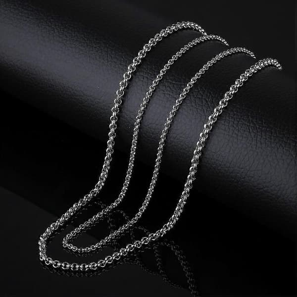 Halsband i titanstål för män, 3 mm bred silverkedja, allergivänlig lättvikt 60 cm