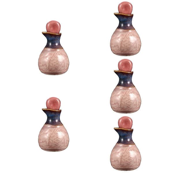 Rosa keramiska parfym- och eterisk oljeflaskor med propp, 5-pack för förvaring