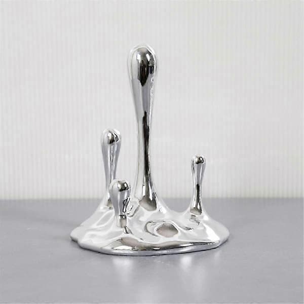 Silver Vattendroppe Hartsskulptur, Estetisk Heminredningsprydnad för Skrivbord Studiebord, Presentidé