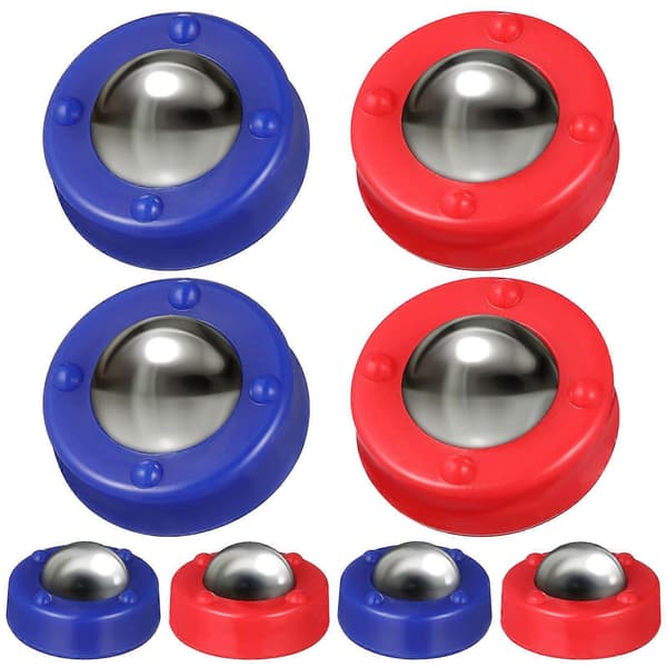 Bords-curlingspel glidande puckar, stålplast, 16-pack (8 blå + 8 röda), hållbart partyspel för barn