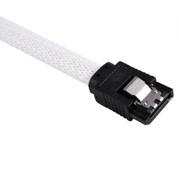 50CM SATA III Datakabel 6Gbps, 2-pack Vit Nylonflätad 7-stifts SATA-kabel för SSD HDD Hårddisk