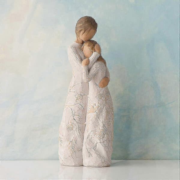 Willow Tree \"Close to Me\" Mor och Dotter-figur, Handmålad Skulptur med Sammanflätade Rankor, Symbol för Kärlek och Förbindelse, Presentförpackad