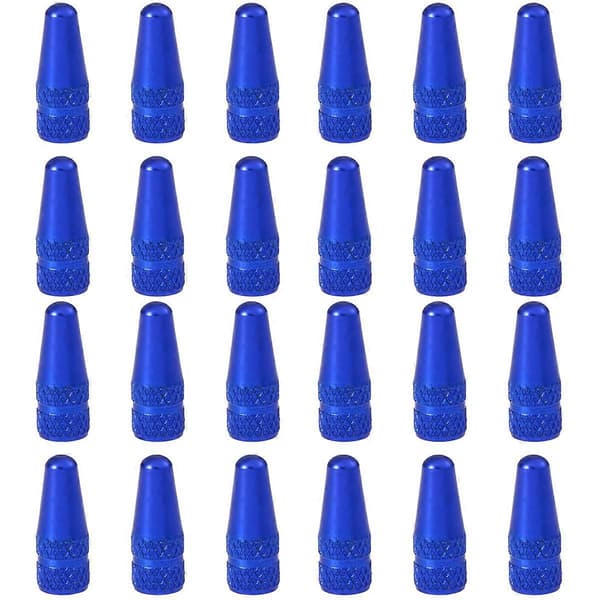 Blå cykelventilhattar i aluminiumlegering, 24-pack