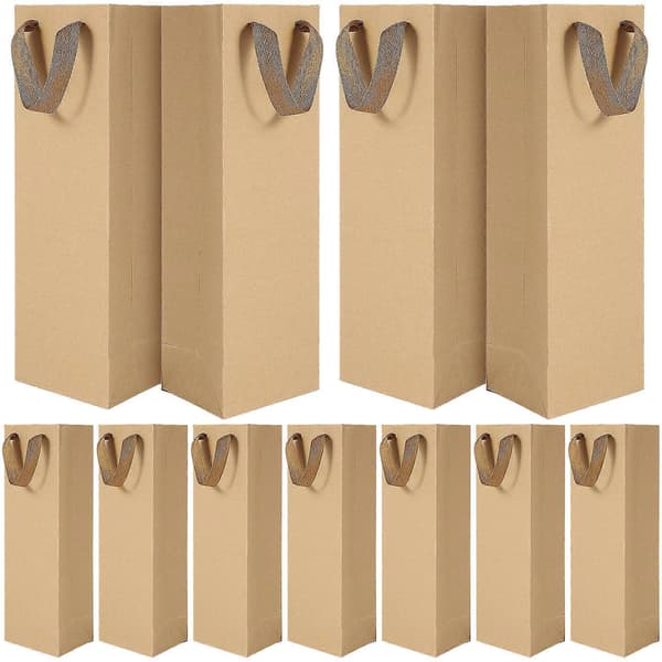 Ljusbrun Kraftpappers Vinpackningspåse Idealisk för att skydda vinflaskor och bära drycker i en rektangulär design 48 st