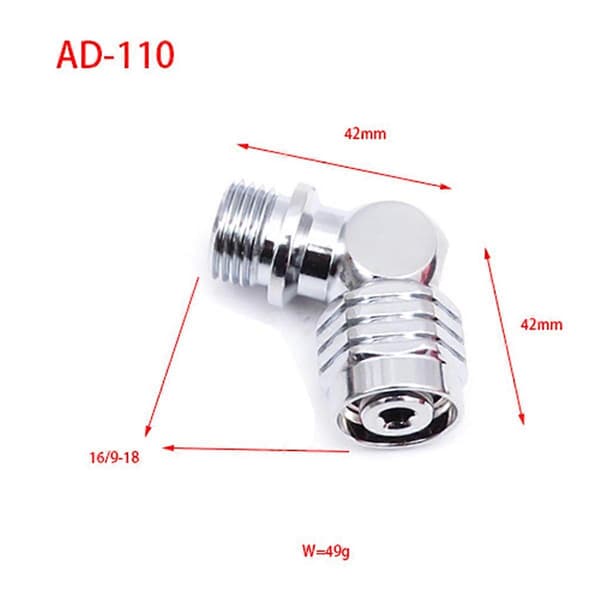 110 graders svängbar slangadapter för andra stegets dykregulator, metall, 2-pack