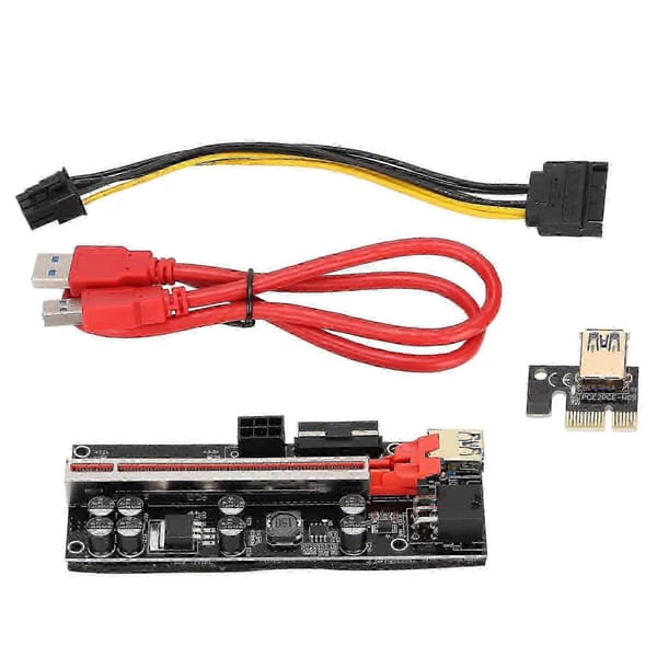 PCI-E Riser-adapterkort 1X till 16X, 4 FP-kondensator, hög konverteringseffektivitet, med 6P-ströminterface och fast spänne