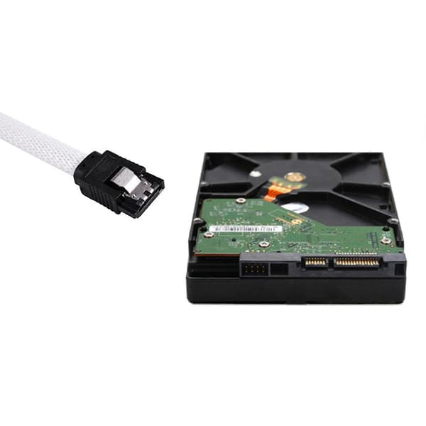 50CM SATA III Datakabel 6Gbps, 2-pack Vit Nylonflätad 7-stifts SATA-kabel för SSD HDD Hårddisk