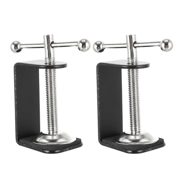Professionella C-formade bordsklämmor, rostfritt stål, med silikonvaddering, 2-pack, för mikrofon, studio, scenutsändning