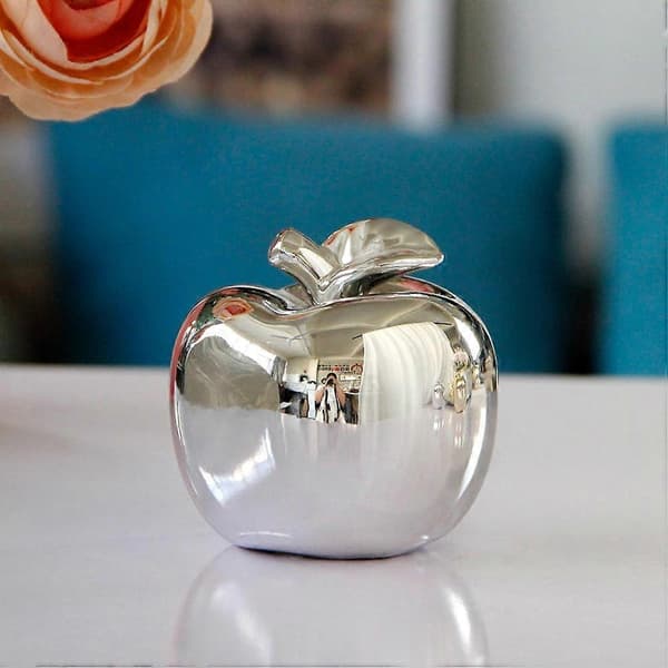 Silver Äpple Keramisk Prydnad för Fest 1st Elegant Heminredning